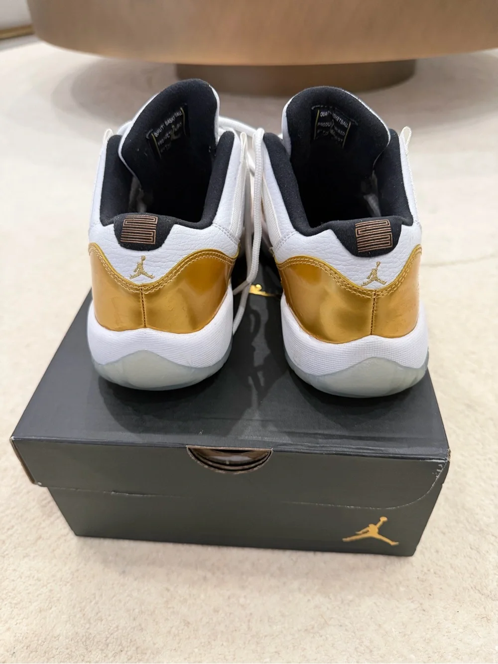 Jordan Kids White and Gold Low-Top Sneakers